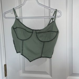 Women Shein Green/Black Tank Top